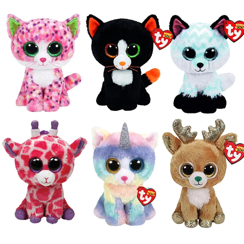 Ty Beanie Boos с большими глазами Хезер кошка собака божья коровка осьминог плюшевые