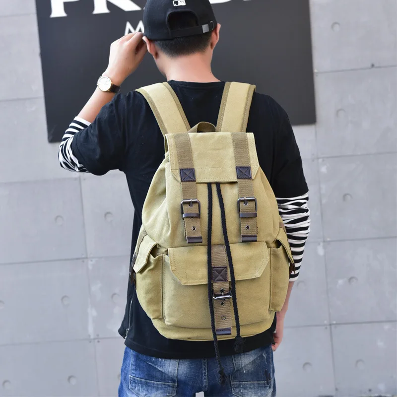 

Canvas Backpack Unisex Backpack Retro Casual Travel Bag Large Capacity Schoolbag Green Backpack Hiking