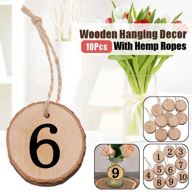 

1-10 Numbers Wooden Hanging Table Cards Place Holder Table Number Figure Card Digital Seat Decoration Wedding Party Supplies