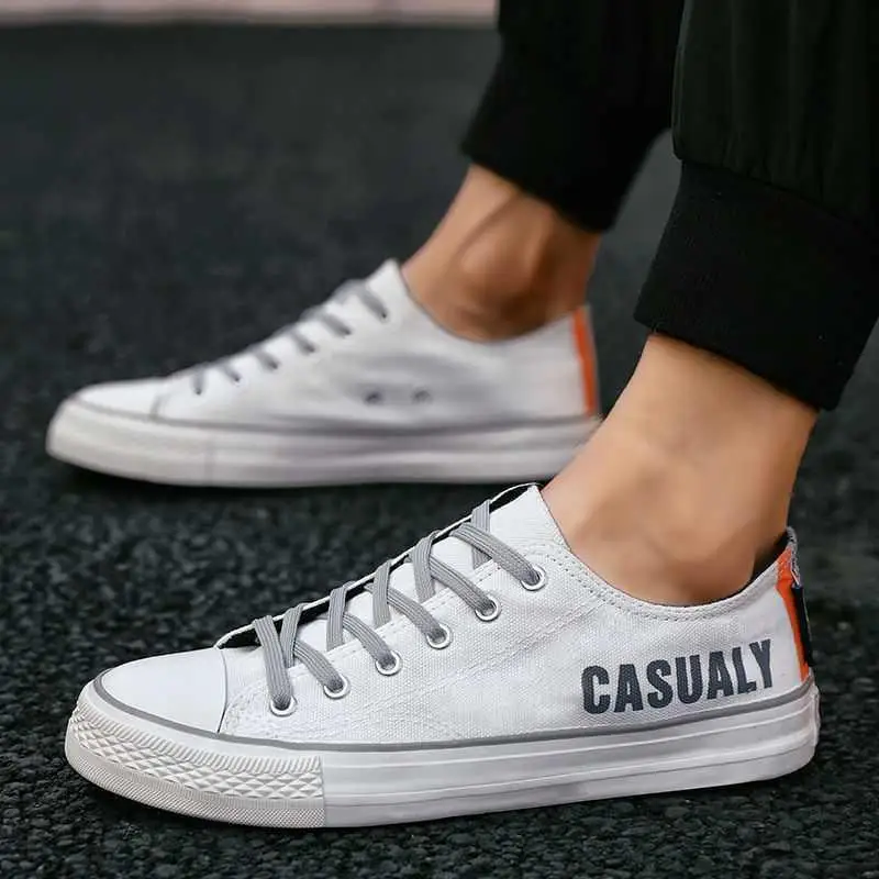 

Canvas men's new fashion in summer cloth shoes white board shoes versatile casual fashion shoes