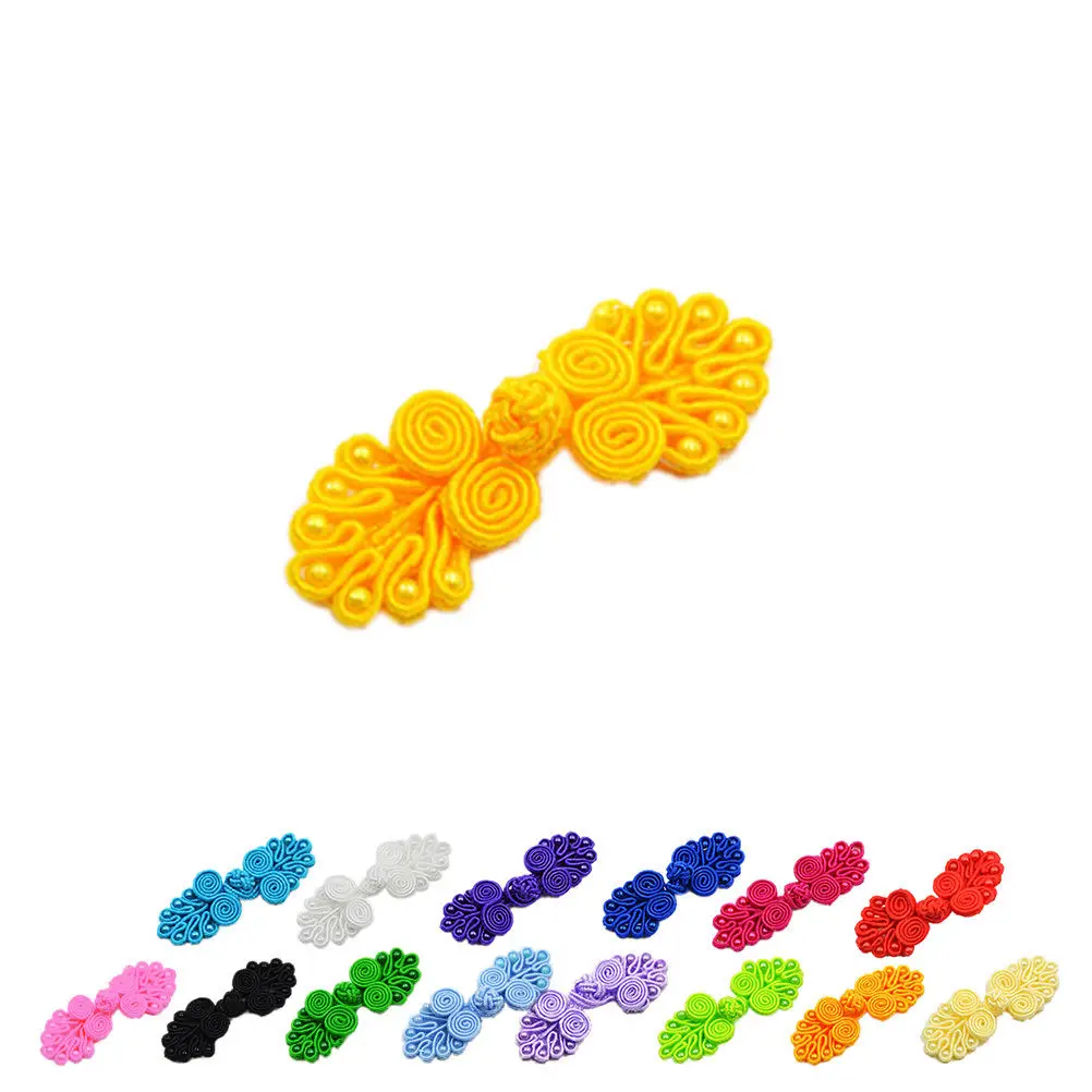 

4pcs/lot Chinese Handmade Frog Closures Swirl With Beads Chinese Knot Button For Jewelry Making DIY Material Findings