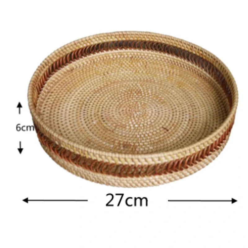 

Rattan Fruit Tray Fashionable Handmade Storage Tray Tea Ceremony Accessories Creative Fruit Dessert Storage Tray, 3PCS