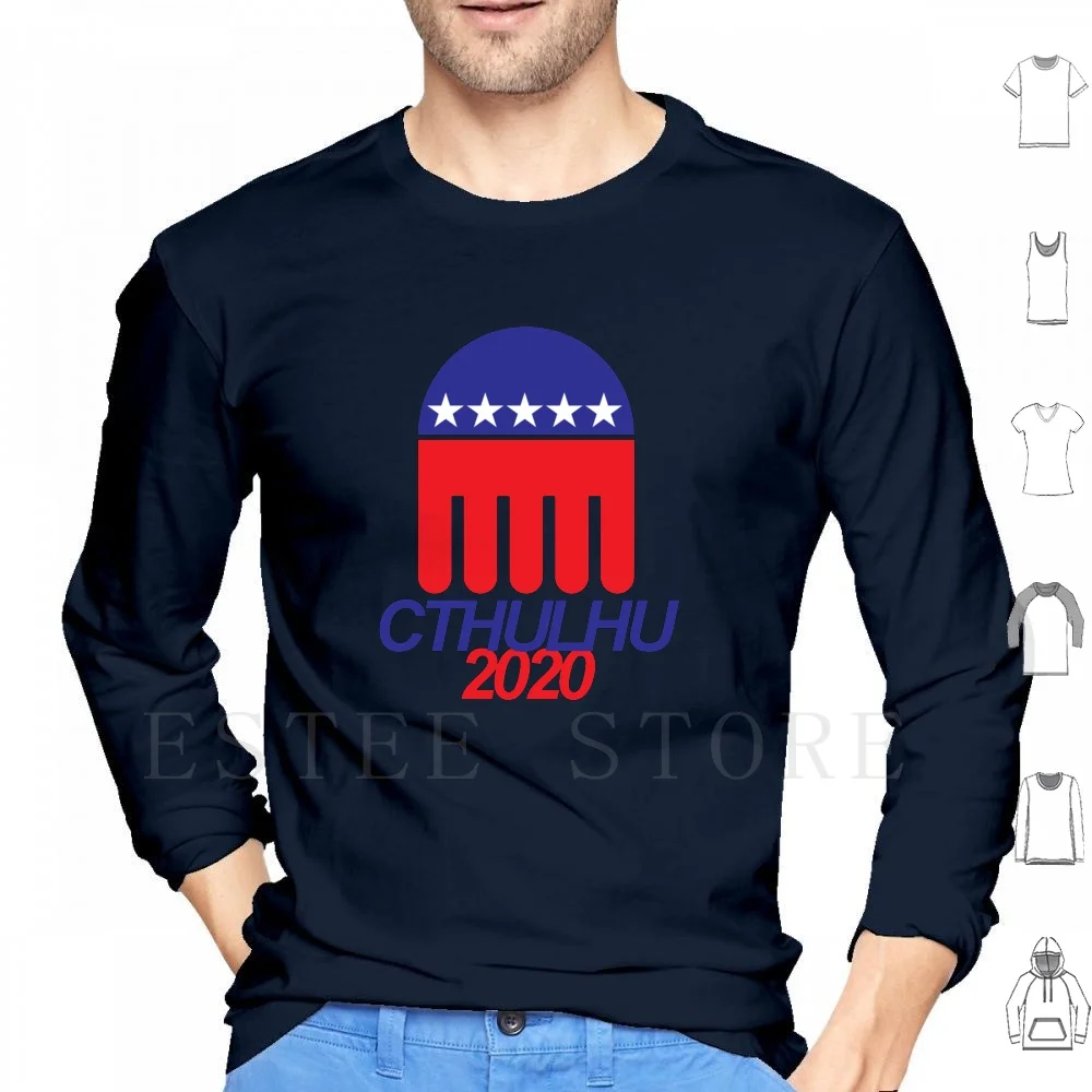 

Cthulhu 2020-Why Vote For The Lesser Evil  Hoodies Long Sleeve Donald Trump Cthulhu Election Political Election 2020