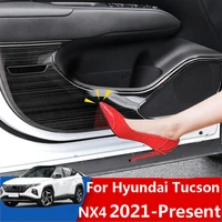 for hyundai tucson nx4 2021 2022 car stainless steel door protector pad anti kick anti dirty pad mat decoration accessorie cover