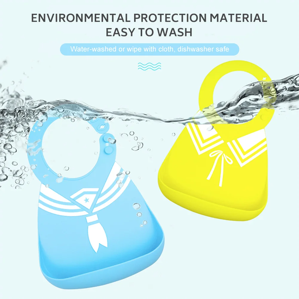 

Silicone Baby Bib Waterproof Feeding Bib Adjustable Zachte Neck Fasteners Food Catcher with Deep Pocket for 0-2 Years Old Baby