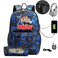 anime fairy tail natsu lucy backpack pencil case anti theft bags student school bag satchel men women work leisure bags