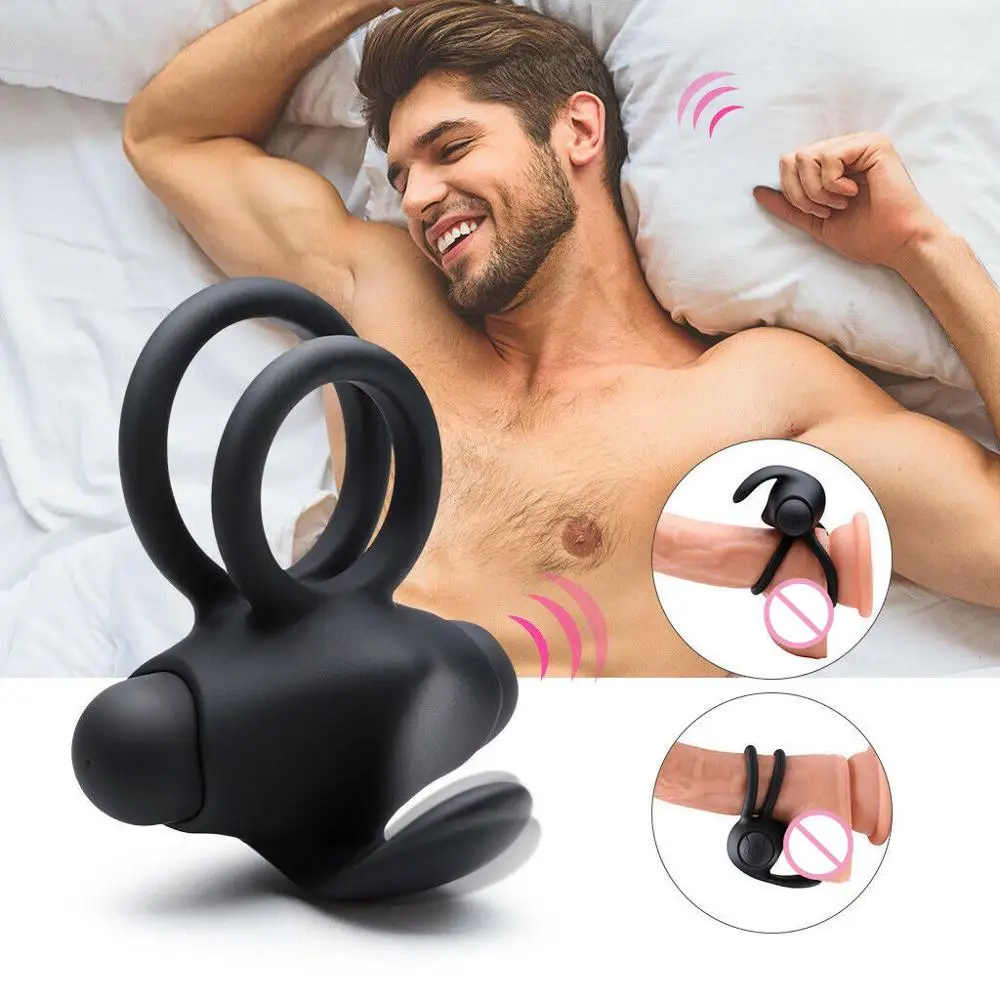 Простаты массажное мягкое Силиконовое двойное вибрирующее кольцо на пенис член