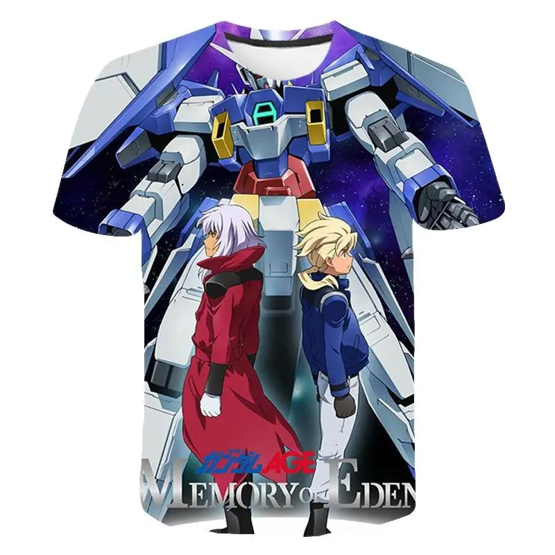 

Футболка Мужская/женская с забавным 3D-принтом, тенниска с круглым вырезом в стиле аниме Gundam, уличная одежда в стиле хип-хоп, лето 2020