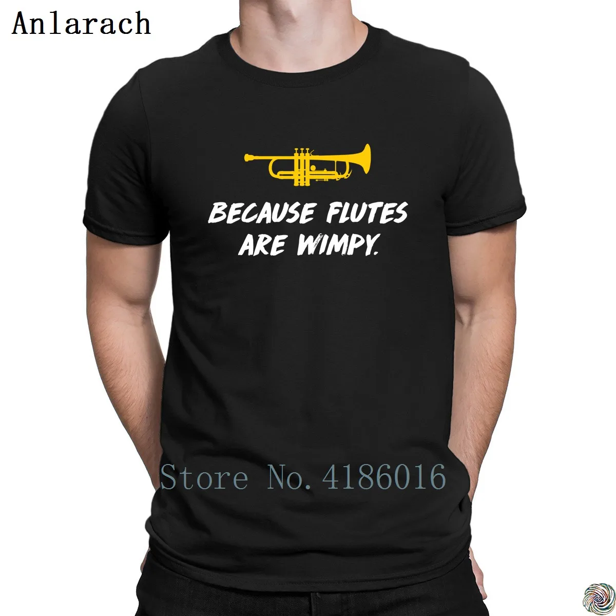Flutes are Wimpy Trumpeter Band Geek Футболка Топ на заказ для отдыха мужская футболка фанки 100%