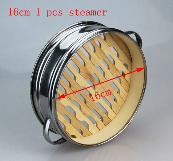 16cm 1pcs steamer От 14 до 30 см кухонная посуда из нержавеющей стали, Бамбуковая Пароварка с крышкой, китайская кухонная посуда для приготовления рыбы, паста, овощи Dim - Цвет: 16cm 1pcs steamer