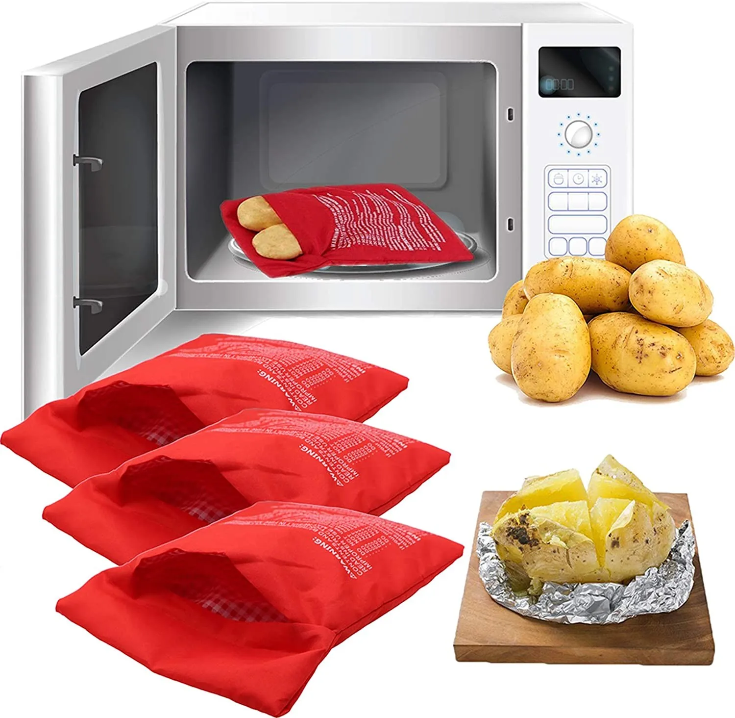

Microwave Baking Potatoes Bag Easy To Cook Steam Pocket Quick Fast Baked Potatoes Rice Pocket Washable Cooker Bag