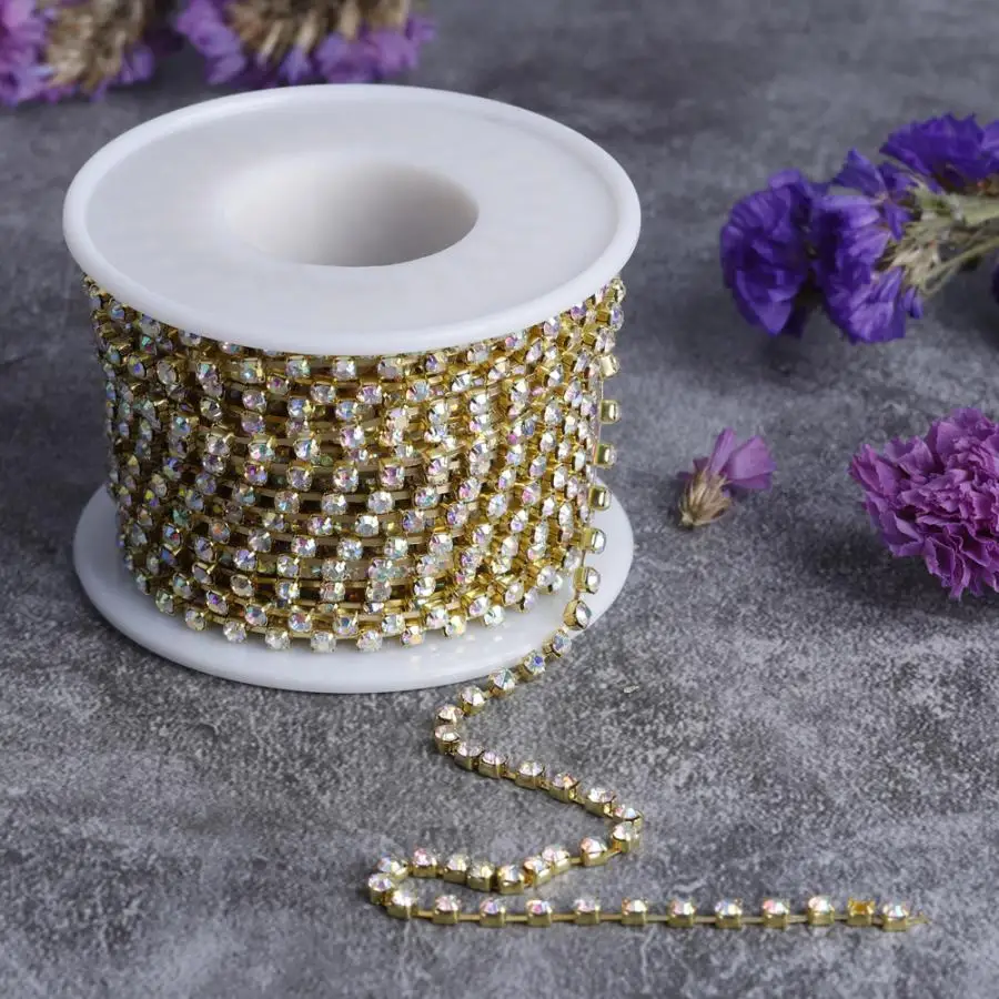 1 рулон Золотой/Серебряный Кристалл цепь для DIY ожерелье свадебные украшения