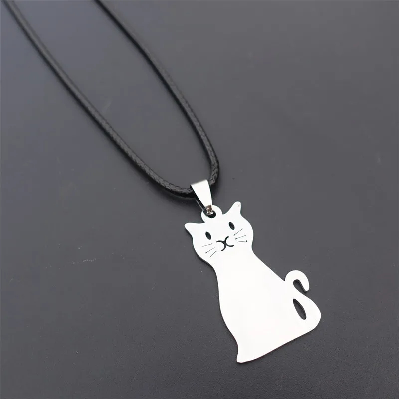 Ожерелье из нержавеющей стали с подвеской в виде кошки 12 шт./лот | Украшения и