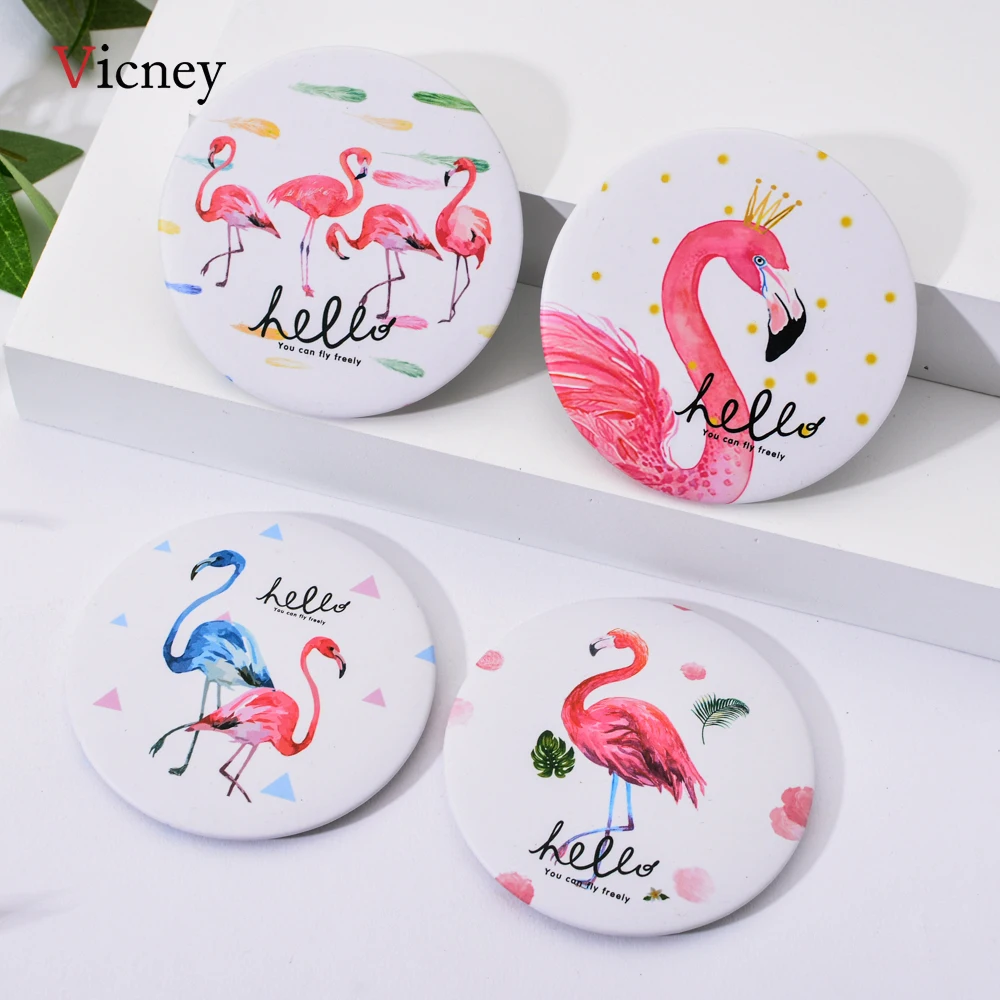 Vicney Flamingo элемент креативный Женский Круглый Мини карманный макияж зеркало с
