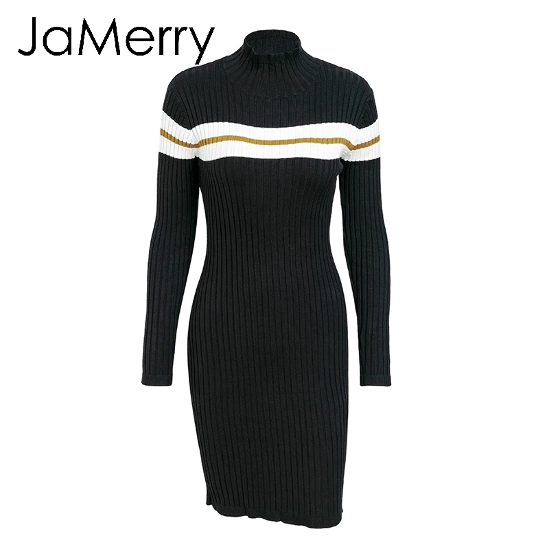 JaMerry Повседневное трикотажное облегающее платье свитер женское элегантное в