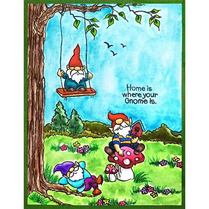 Gnome качели для рыбалки медитация металлическая резка штампы с прозрачными