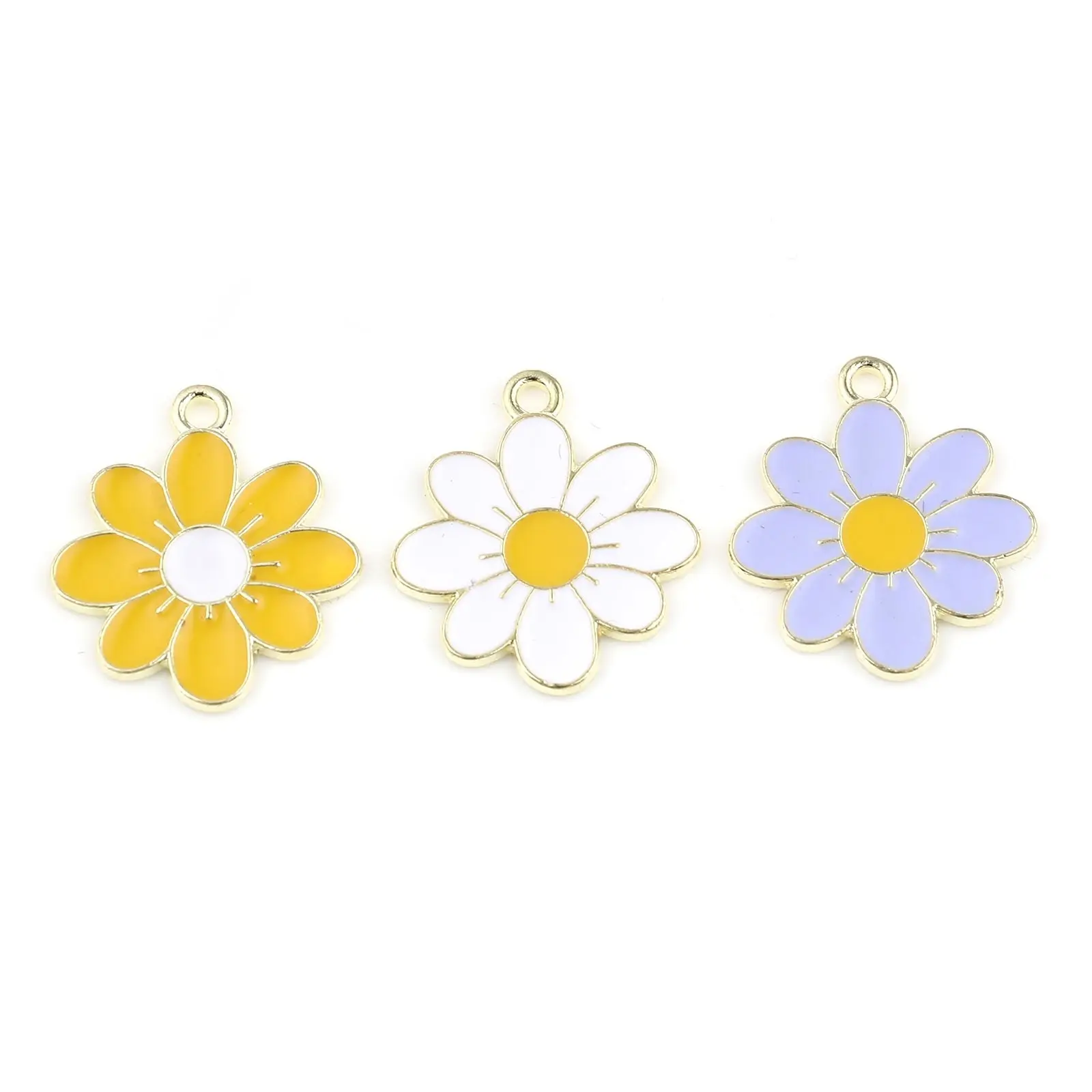 

20pcs Cute Flower Series Charms Yellow White Enamel Pendants DIY Necklace Bracelet Women Jewelry Accessories Gifts 23mm x 21mm