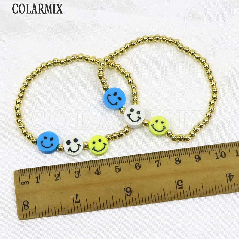 

10 Pieces Smile face charms Handmade Gold bead Bracelet Smile Face charms bracelet accessories bracelets for women jewelry 9914