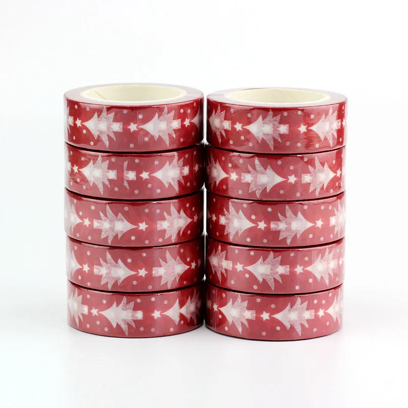 

10PCS/lot Red Christmas Tree Washi Tapes for Planner Scrapbooking Stickers Adhesive Masking Tapes School Supplies Stationery