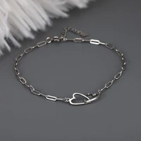 genuine 925 sterling silver hollow interlocking heart bracelet simple hollow chain bracelets hypoallergenic jewelry for women