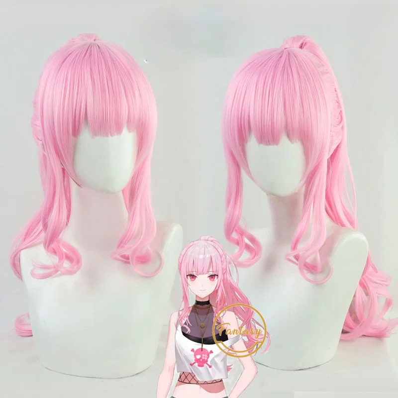 

Парик для косплея Мори Каллиоп Hololive, термостойкий синтетический длинный розовый парик для конского хвоста + бесплатная шапочка для парика