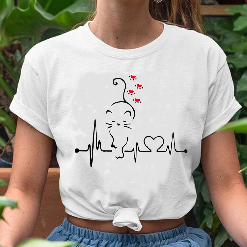 

Women Graphic Animal Cute Fashion Floral Pet Flower Spring Summer 90s Print Female Tshirt Lady Clothes Tops Tees T-Shirt