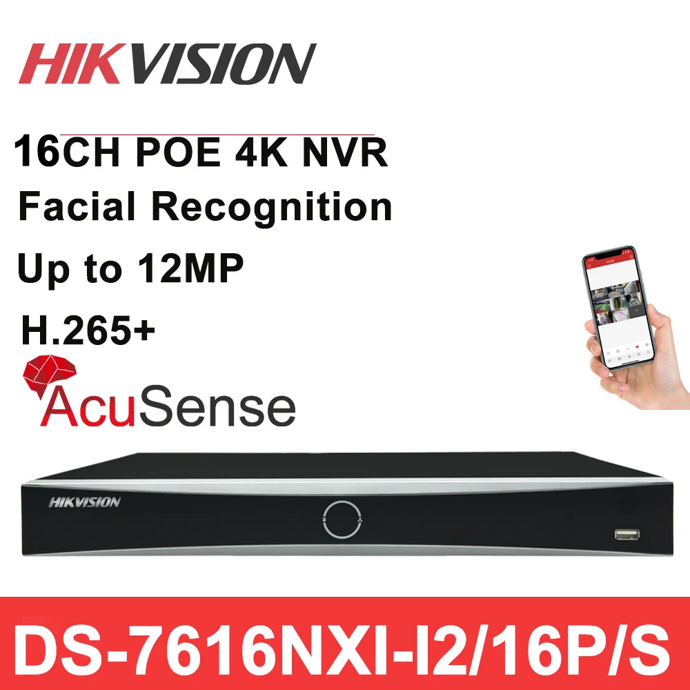 Verkaufen Hikvision 16CH POE NVR 4K 8MP 12MP DS-7616NXI-I2/16P H.265 + POE NVR Netzwerk Recorder Gesicht Anerkennung AcuSense Menschliches Fahrzeug