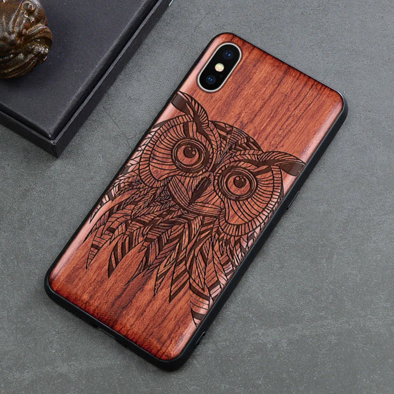 Реальный деревянный чехол для iPhone X XR XS нового образца, вырезанный из дерева + рамка из TPU для Apple Max.
