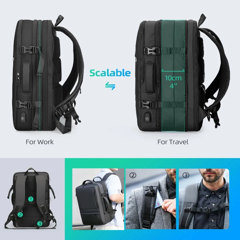 Рюкзак CHUNIXCO мужской расширяемый дорожный ранец для ноутбука 17 дюймов