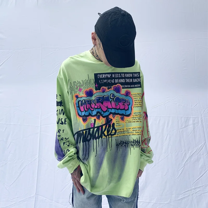 UNCLEDONJM футболки с принтом граффити для мужчин и женщин 2019AW длинным рукавом