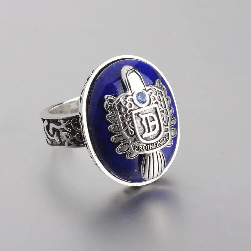 Damon Salvatore Ring Men's with Lapis Lazuli Gem Natural Stone - Real 925 Sterling Silver Vampire Diaries Fine Jewelry image 4