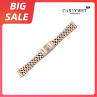 carlywet 19 20mm luxury watch band stainless steel hollow curved end screw links jubilee bracelet for rolex submariner seiko skx