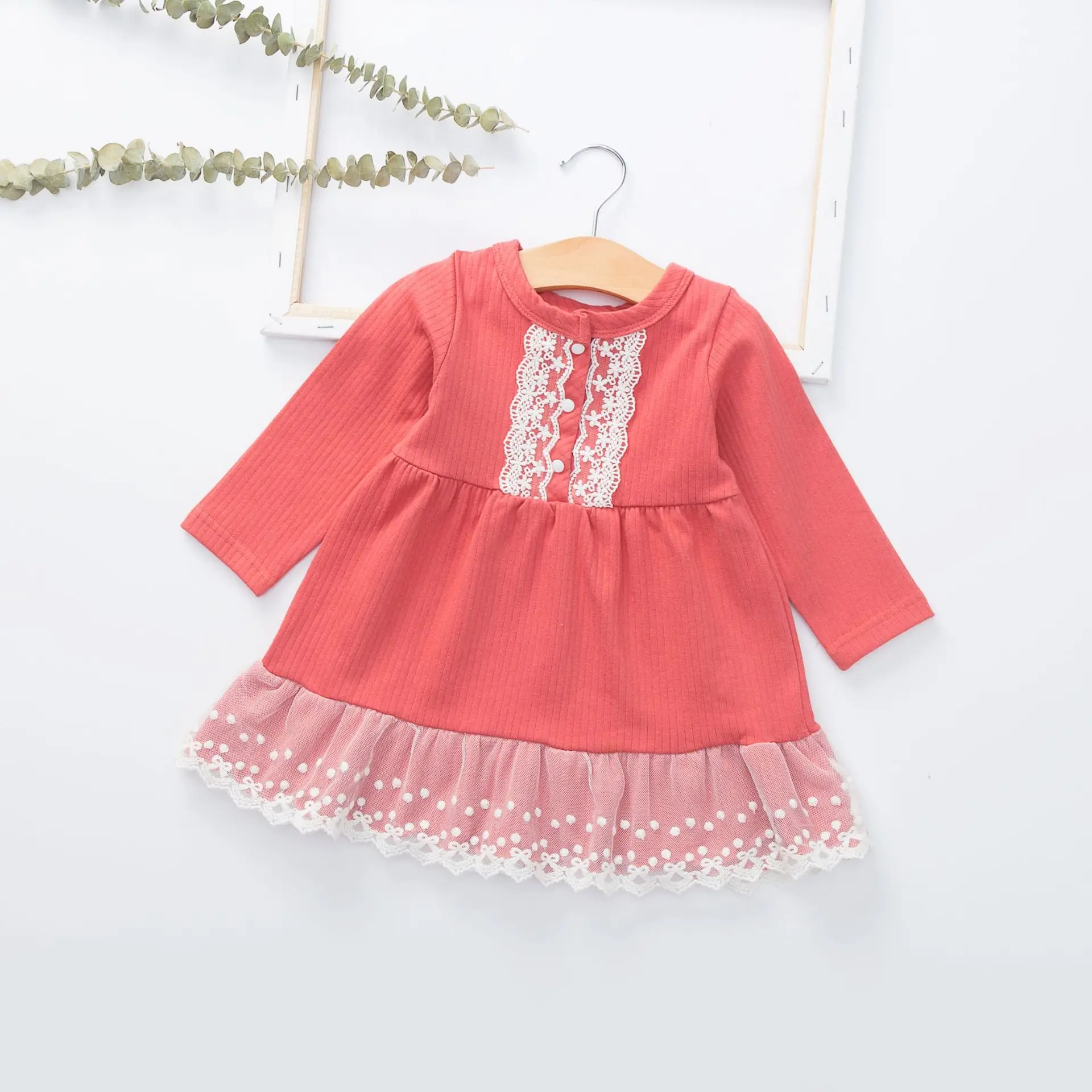 Одежда для девочек коллекция 2019 года сезон осень Новинка кружевное однотонное