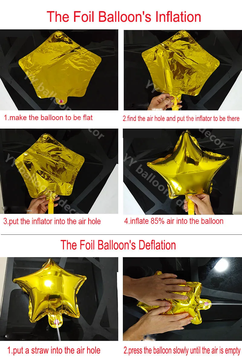 

4D Silver Metallic Aluminum Star Birthday Ballons Chrome Metallic Wedding Decorations Birthday Party Adult Gold Supplies