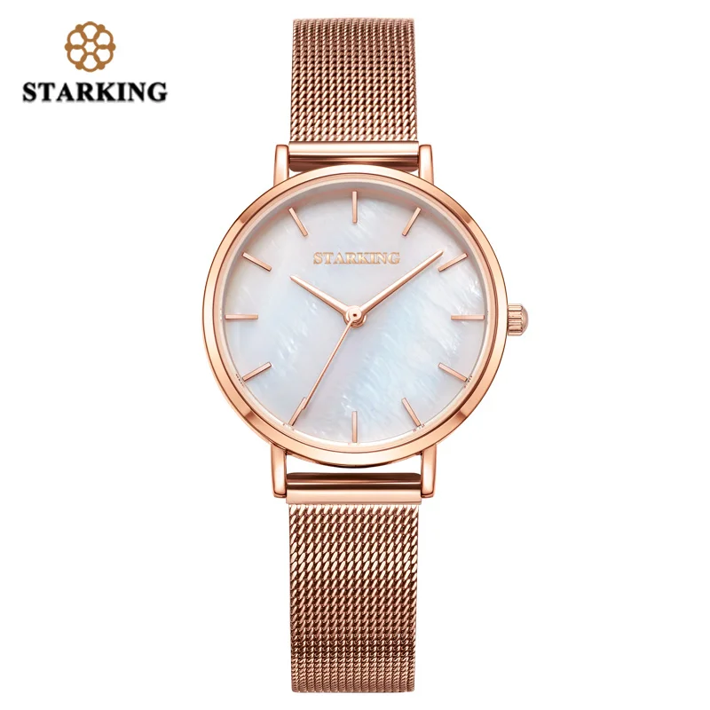 

Женские кварцевые часы с браслетом из нержавеющей стали под розовое золото