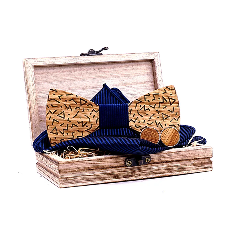 

Linbaiway деревянные бабочки-Галстуки для мужской рубашки деревянный Свадебный кармашек Квадратные запонки набор галстуков костюм мужской нос...