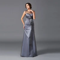 new elegant gray a line jewel neck mother of the bride dresses pleating beaded wedding guest dress back out floor length on sale