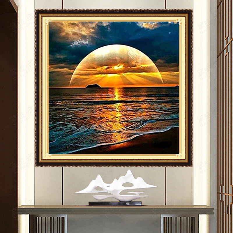 LaoJieYuan Full Square Diamond Painting 5D Moon Art Embroidery landspace Mosaic Handmade New Arrival Home Decoration | Дом и сад
