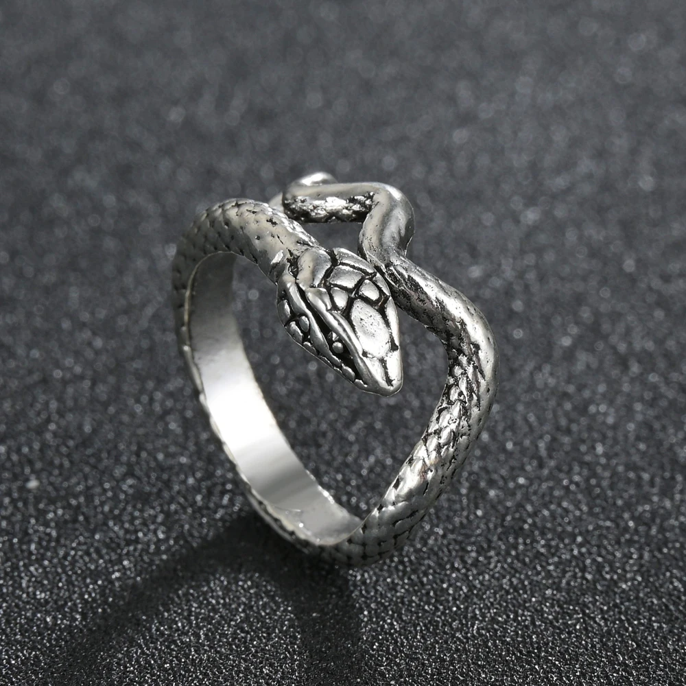 

Animal Ring for Women Handmade Men Creative Silvery Snake Temperament Personality Fashion Female Trendy Resizable Opening Rings