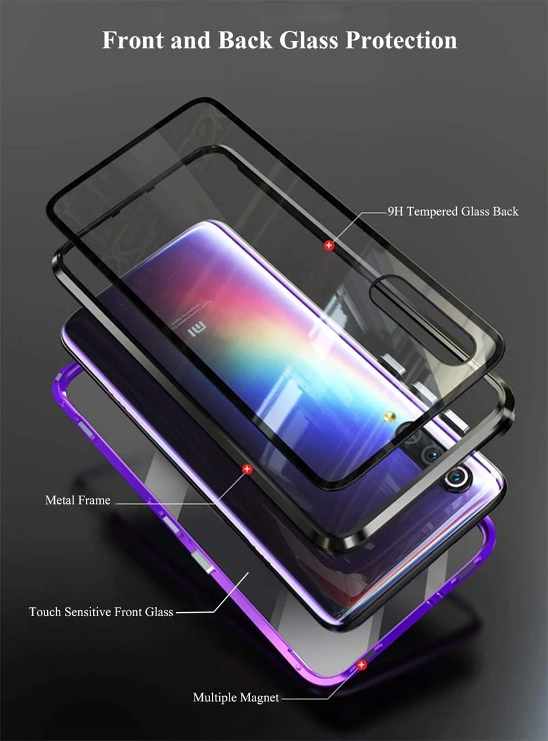 Двусторонний Магнитный чехол для Xiaomi Redmi Note 9S 9 10X 9T Pro K20 K30 9A 8 8T 7 10 360 градусов |