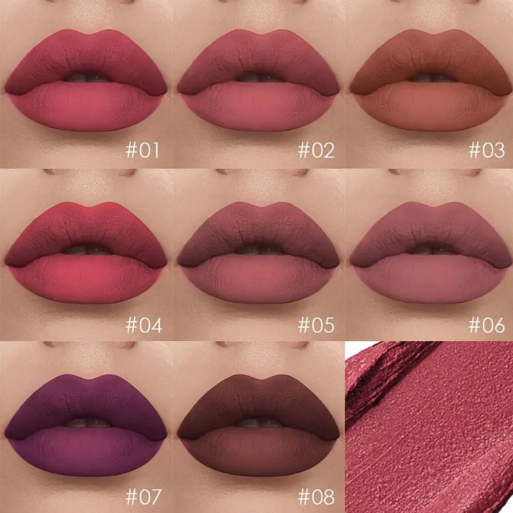

8 Colors Lip Gloss Matte Velvet Liquid Lipstick Non-stick Lip Glaze Long Lasting Waterproof Moisturizing Lip Makeup Cosmet