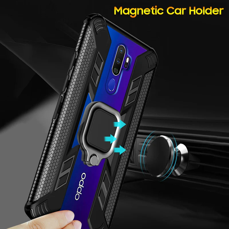 KEYSION Shockproof Armor Case for OPPO A9 2020 A5 Stand Magnetic Holder Ring Back Cover | Мобильные телефоны и аксессуары
