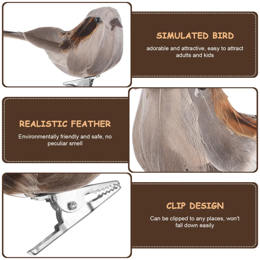 

NUOBESTY 4pcs Realistic Bird Figurines Artificial Feathered Birds Ornaments for Home Lawn Yard