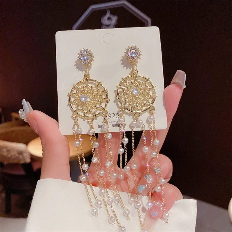 

2021 Net Red High Sense Earrings South Korea Tassel Earrings Personality Trendy Femininity Ins Retro Earrings Jewelry