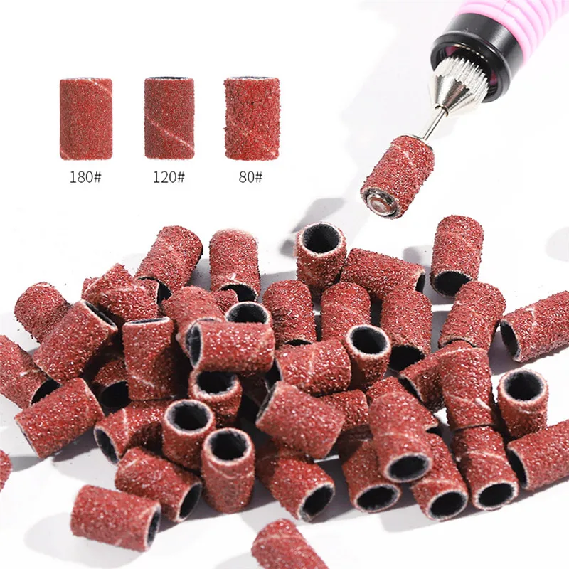 100 Pcs/Set 3 Sizes Nail Sanding Bands For Bit Manicure Pedicure UV Gel Replacement Remover Milling Cutter | Красота и здоровье