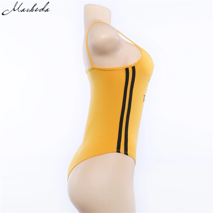 Женский модный летний хлопковый боди облегающий комбинезон желтого цвета с