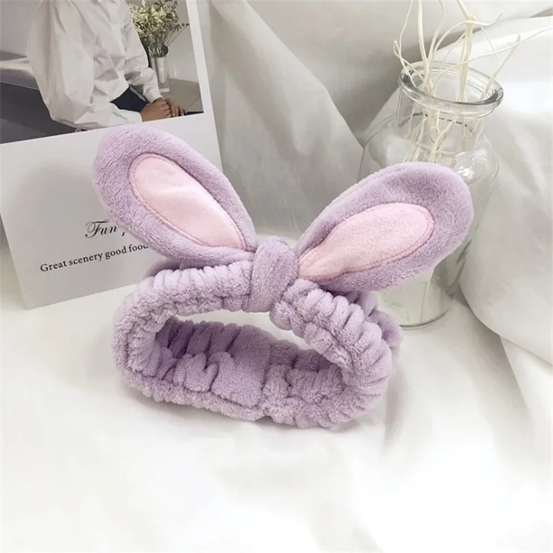 purple Новинка, модный фланелевый мягкий бантик, ободок с кроличьими ушами для женщин, девушек, тюрбан, милый держатель, повязка для волос, головной убор, аксессуары для волос - Цвет: purple