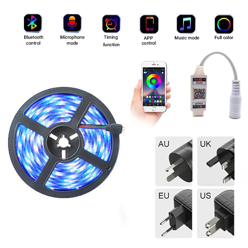 Полноцветная светодиодная лента 5050RGB с Bluetooth гибкая гирлянда умная светильник