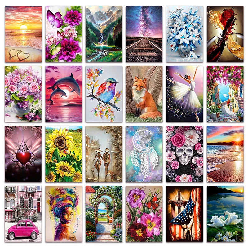 

New DIY Diamond painting embroidery Flowers vase lily Full Diamond mosaic Home decor Animals landscape cross stitch picture E016