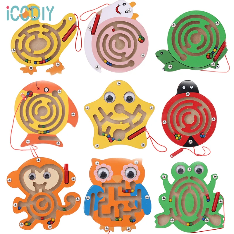 

Children's Educational Toys Magnetic Pen Walking Maze Animal Track Wood Early Education Parent Child Intelligence Games